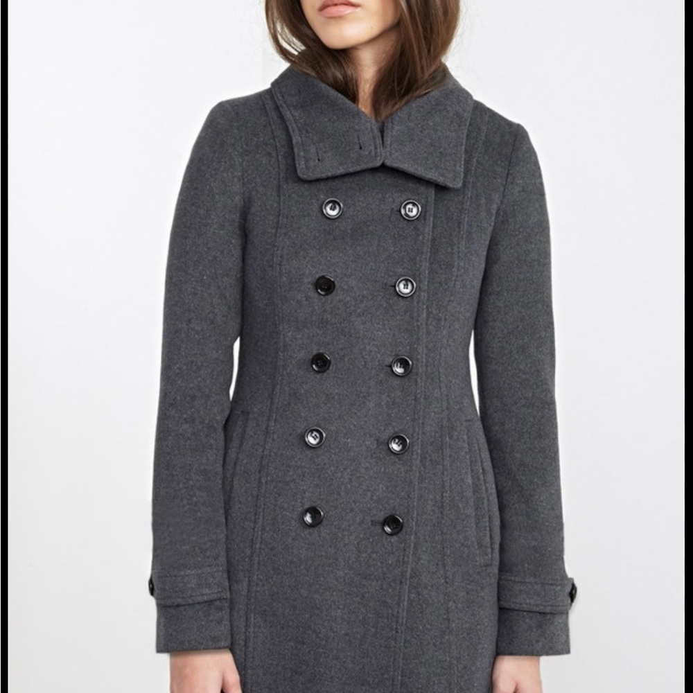 Forever 21 Gray Double Breasted Peacoat - Size Medium - Classic & Chic